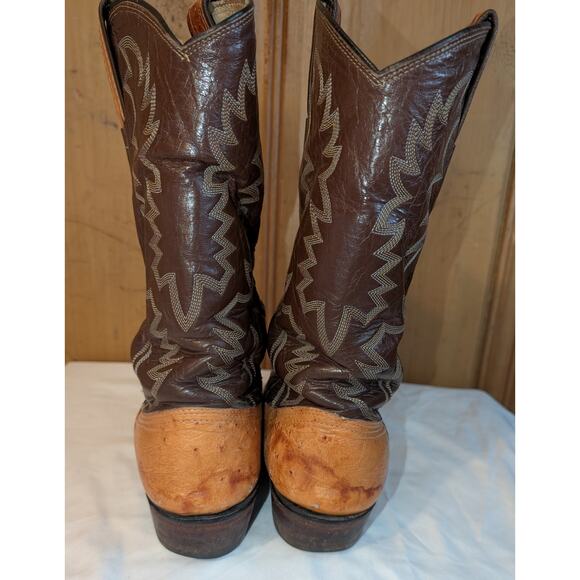 Vintage Bona Allen Cowboy Boots Ostrich Leather Western Size 8D